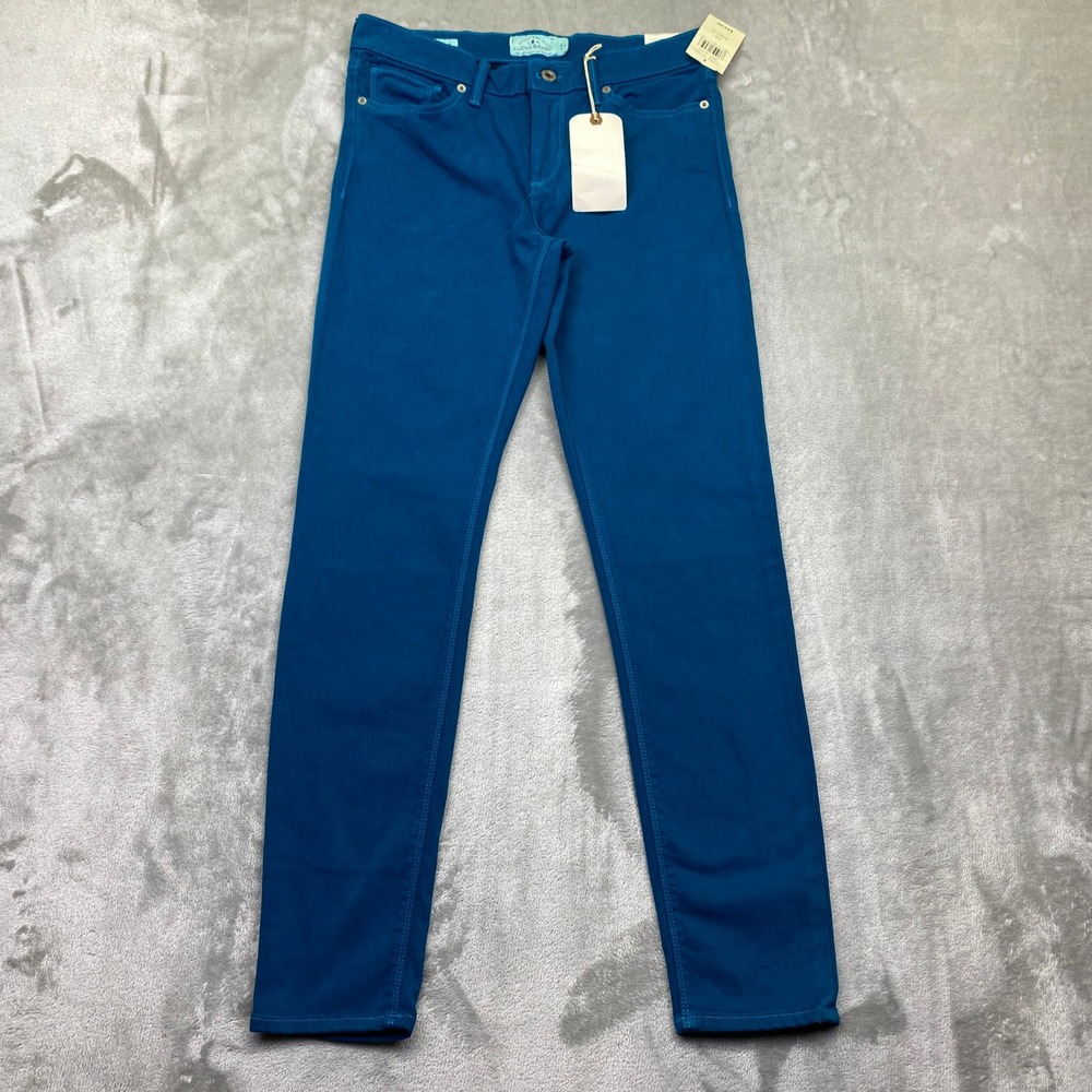 Lucky Brand Brooke Mid Rise Legging Jean Teal Blue Ankle Sz 29 Boho Preppy NWT